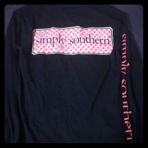 Navy And Pink Simply Southern Long Sleeve Tee